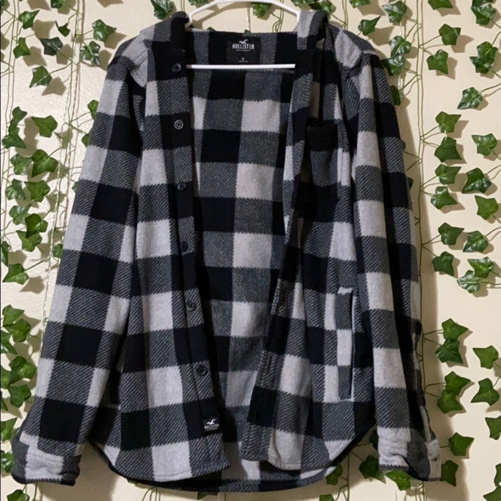 Black and Grey Thick Flannel Button-Up
